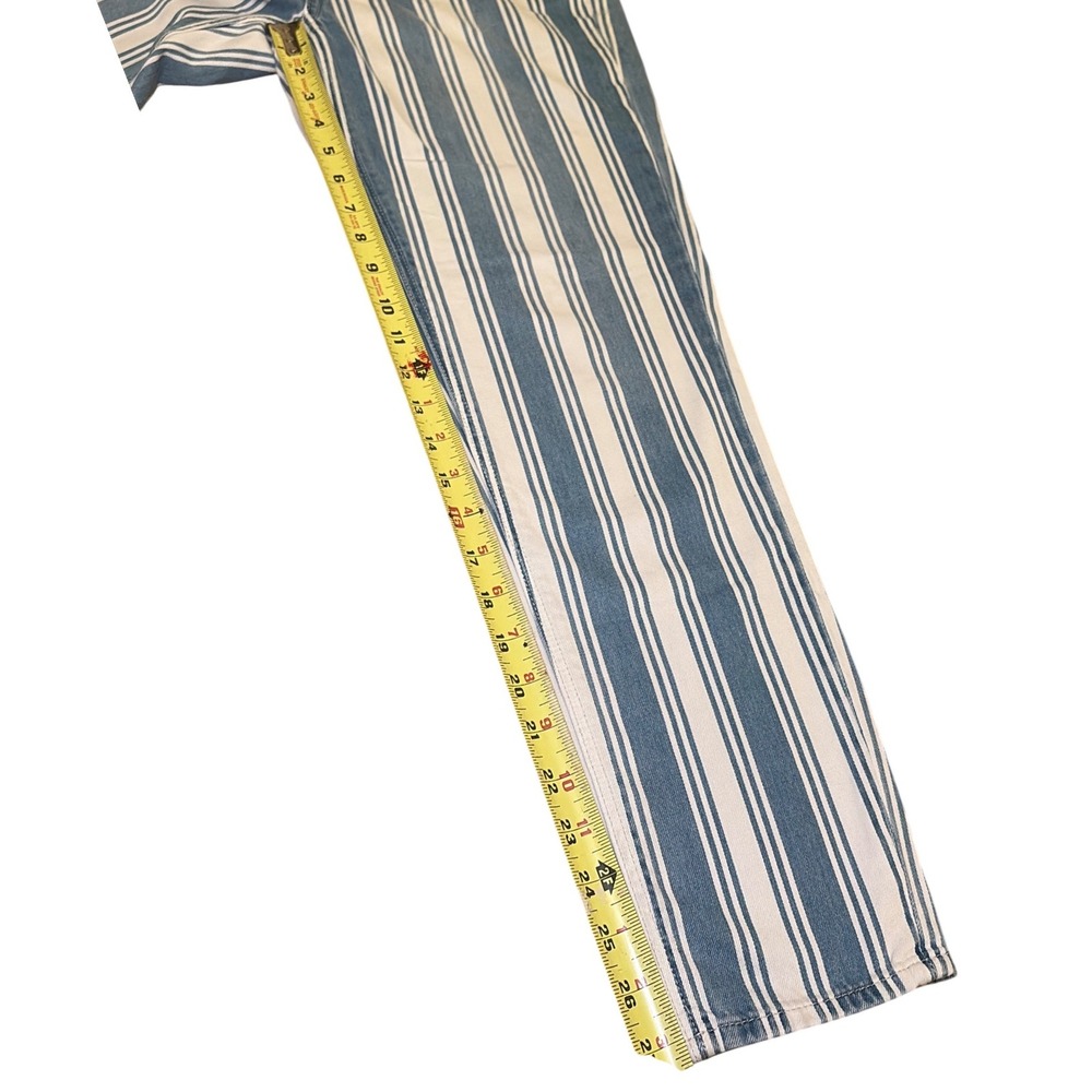 American Eagle Striped Mom Jeans Size 0 Blue White Cotton High Rise Retro Trendy - Picture 8 of 10